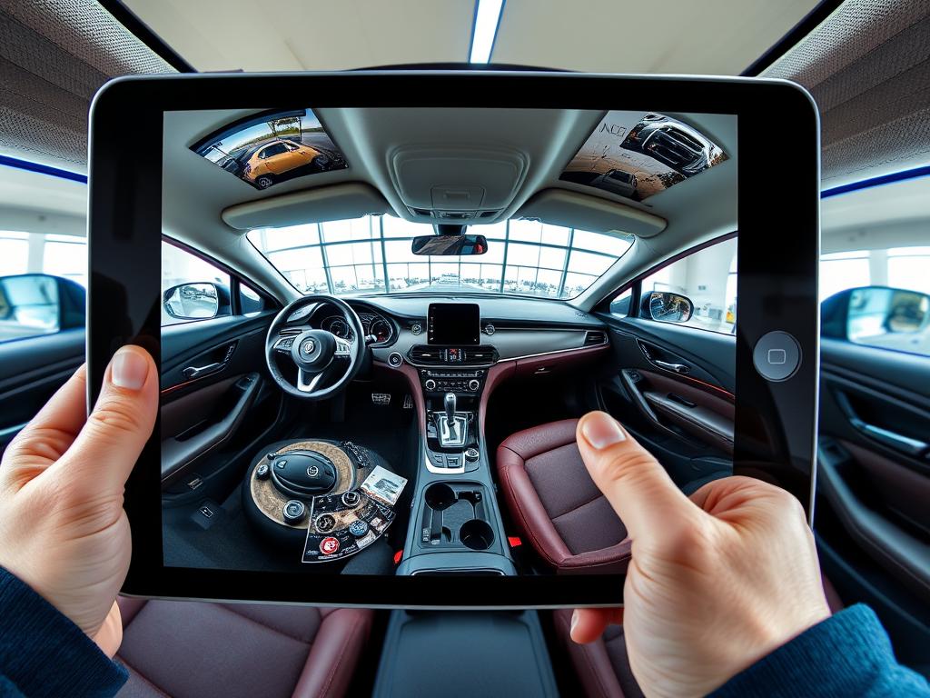 360-degree virtual tour of car interior and exterior