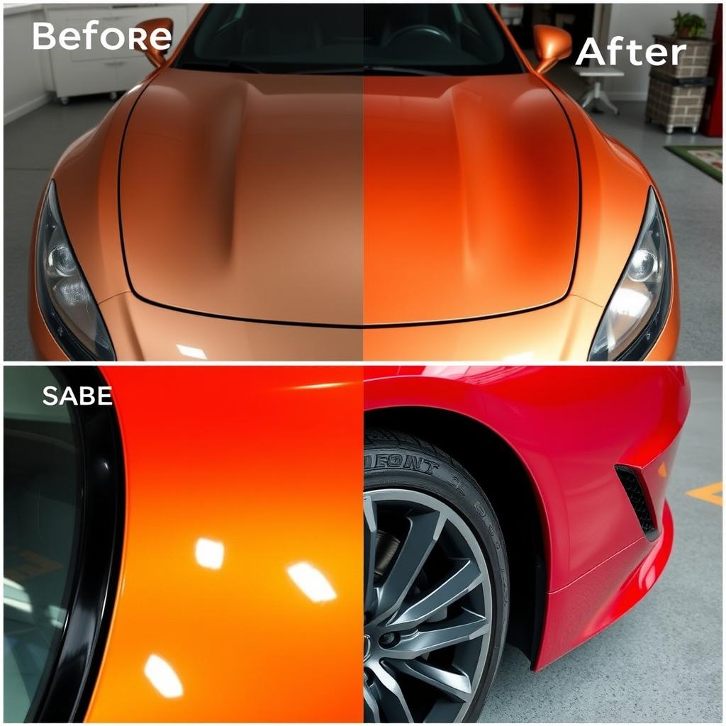 Car color correction service showing enhanced paint finish
