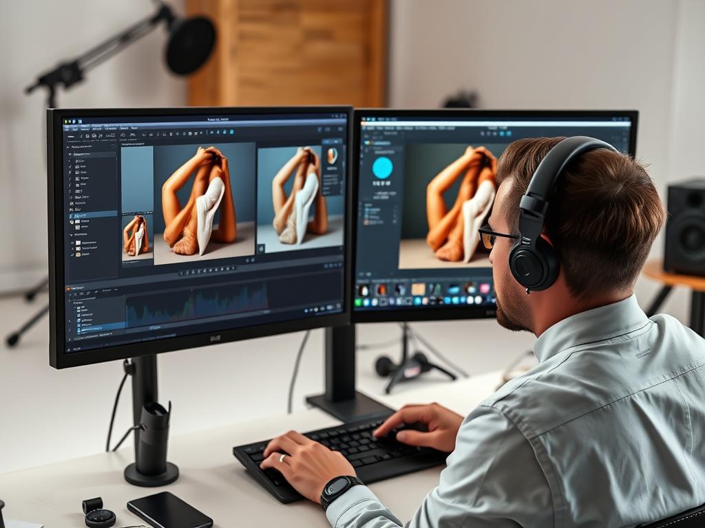 Professional photo editor working on ecommerce product images