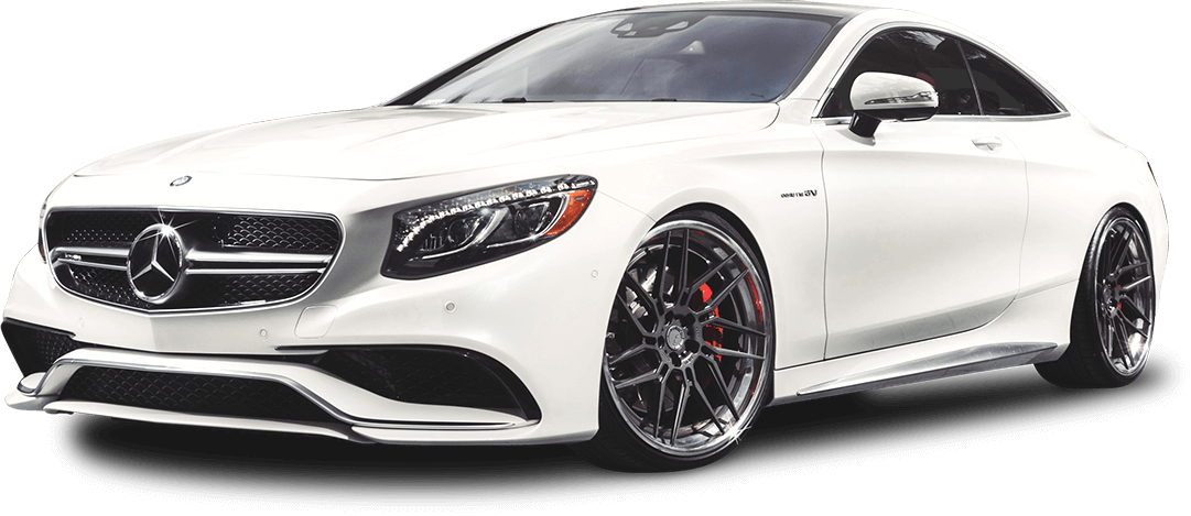 White sports car edited onto a clean white background
