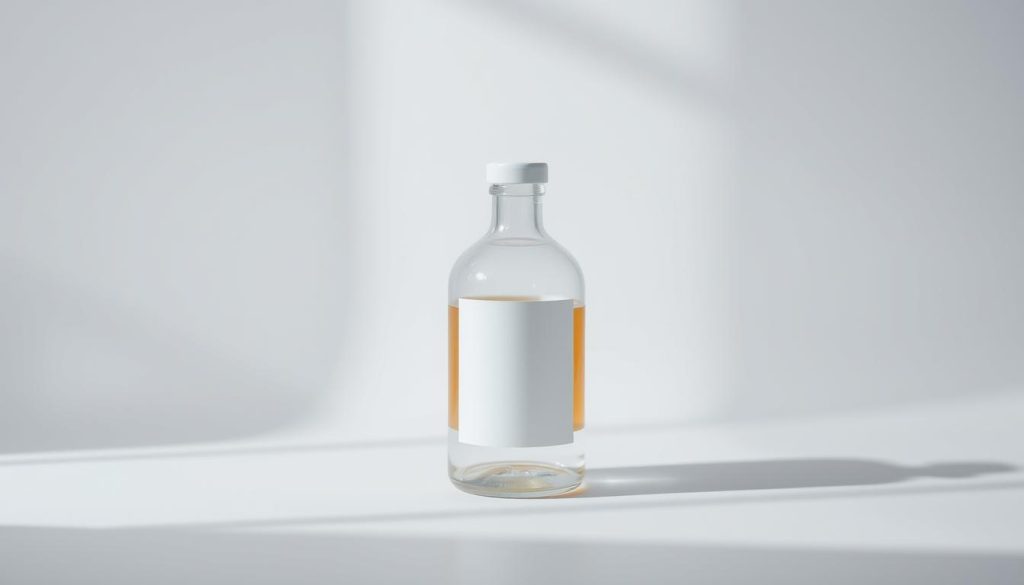 a minimalist glass bottle or jar with a simple label, placed on a clean white or light gray background, lit from the side to create soft shadows and highlights, shot from a slightly elevated angle with a shallow depth of field to focus attention on the product, with a calm, refined, and elegant atmosphere a minimalist glass bottle or jar with a simple label, placed on a clean white or light gray background, lit from the side to create soft shadows and highlights, shot from a slightly elevated angle with a shallow depth of field to focus attention on the product, with a calm, refined, and elegant atmosphere